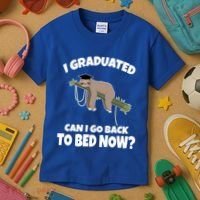 I Graduated Can I Go Back To Bed Now Sloth Kids T-Shirt thumb 3