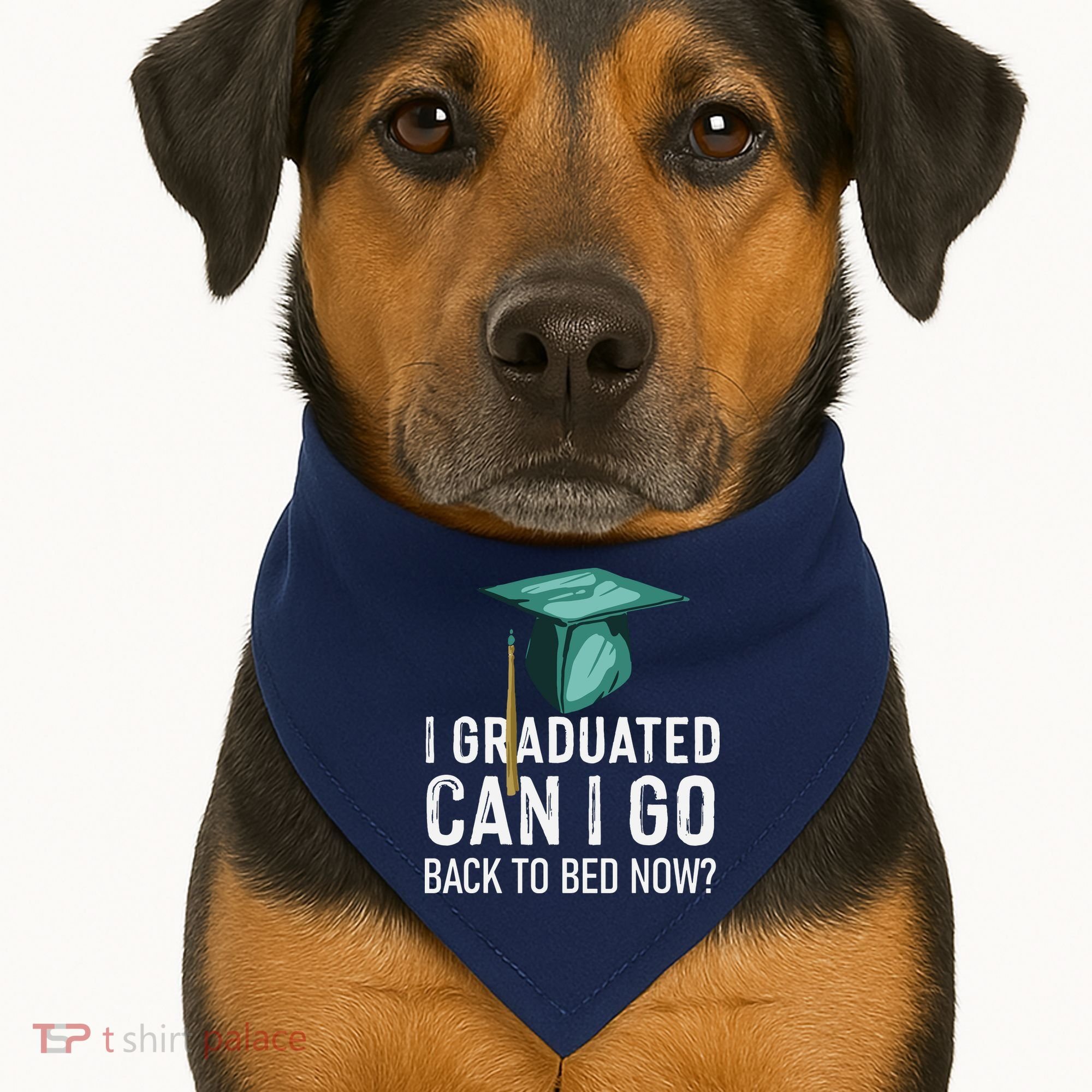 I Graduated Can I Go Back To Bed Now Funny Graduation USA-Made Doggie Bandana