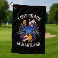 I Got Crabs In Maryland Day Blue Crab Golf Towel thumb 1