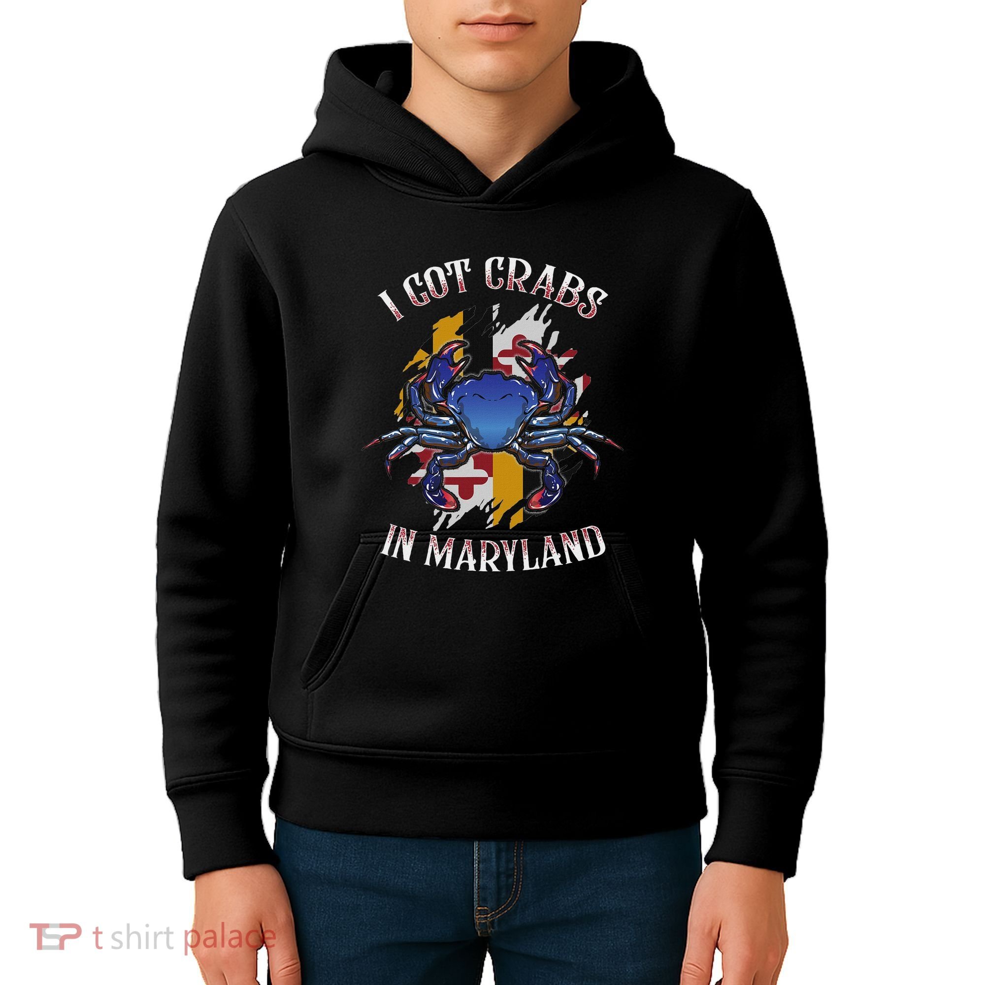 I Got Crabs In Maryland Day Blue Crab Kids Hoodie