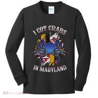I Got Crabs In Maryland Day Blue Crab Kids Long Sleeve Shirt thumb 0