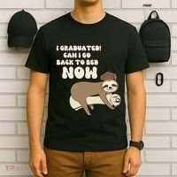 I Graduated Can Go Back To Bed Now Funny Graduation Sloth T-Shirt thumb 6