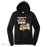 I Graduated Can Go Back To Bed Now Funny Graduation Sloth Women's Hoodie thumb 0