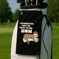 I Graduated Can Go Back To Bed Now Funny Graduation Sloth Golf Towel thumb 2