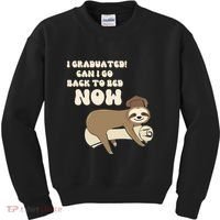 I Graduated Can Go Back To Bed Now Funny Graduation Sloth Kids Sweatshirt thumb 0