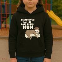I Graduated Can Go Back To Bed Now Funny Graduation Sloth Kids Hoodie thumb 3