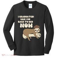 I Graduated Can Go Back To Bed Now Funny Graduation Sloth Kids Long Sleeve Shirt thumb 0