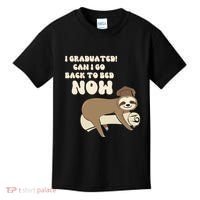 I Graduated Can Go Back To Bed Now Funny Graduation Sloth Kids T-Shirt thumb 0