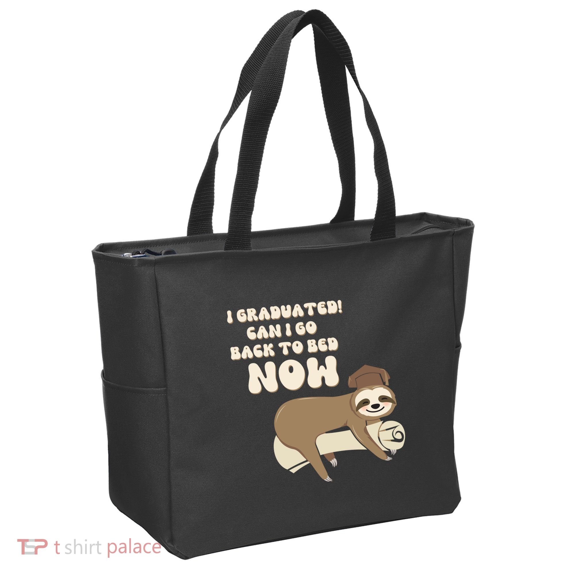 I Graduated Can Go Back To Bed Now Funny Graduation Sloth Tote Bag
