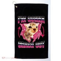 IM Gonna Crash Out Funny Cat Meme Lover Humorous Sarcastic Golf Towel thumb 0