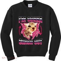 IM Gonna Crash Out Funny Cat Meme Lover Humorous Sarcastic Kids Sweatshirt thumb 0