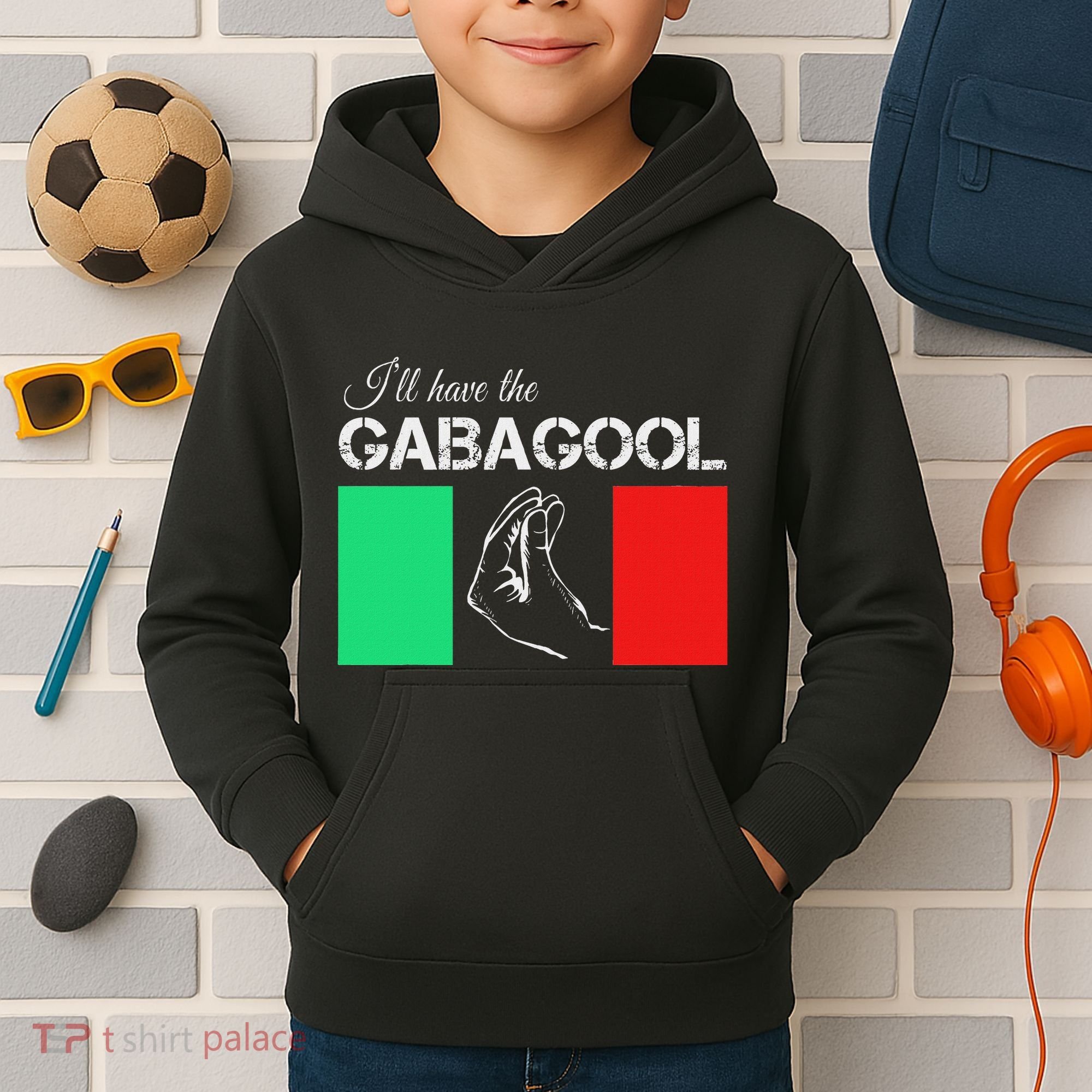 Italiano Gabagool Capicola Italian Slang Italy Flag Kids Hoodie