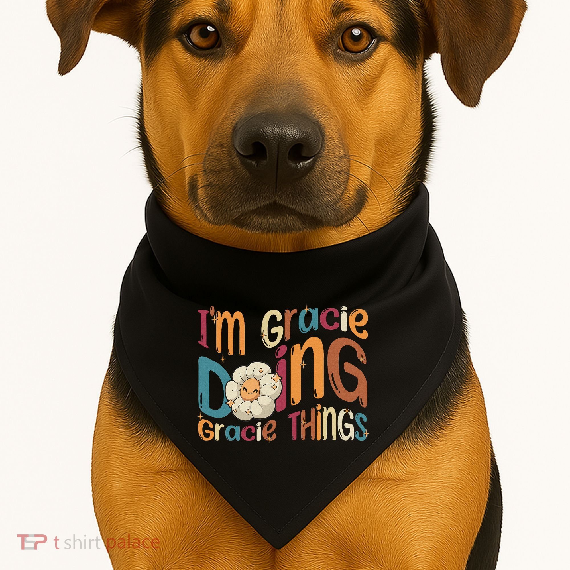 IM Gracie Doing Gracie Things Funny Groovy Retro Gracie USA-Made Doggie Bandana