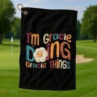 IM Gracie Doing Gracie Things Funny Groovy Retro Gracie Golf Towel thumb 1