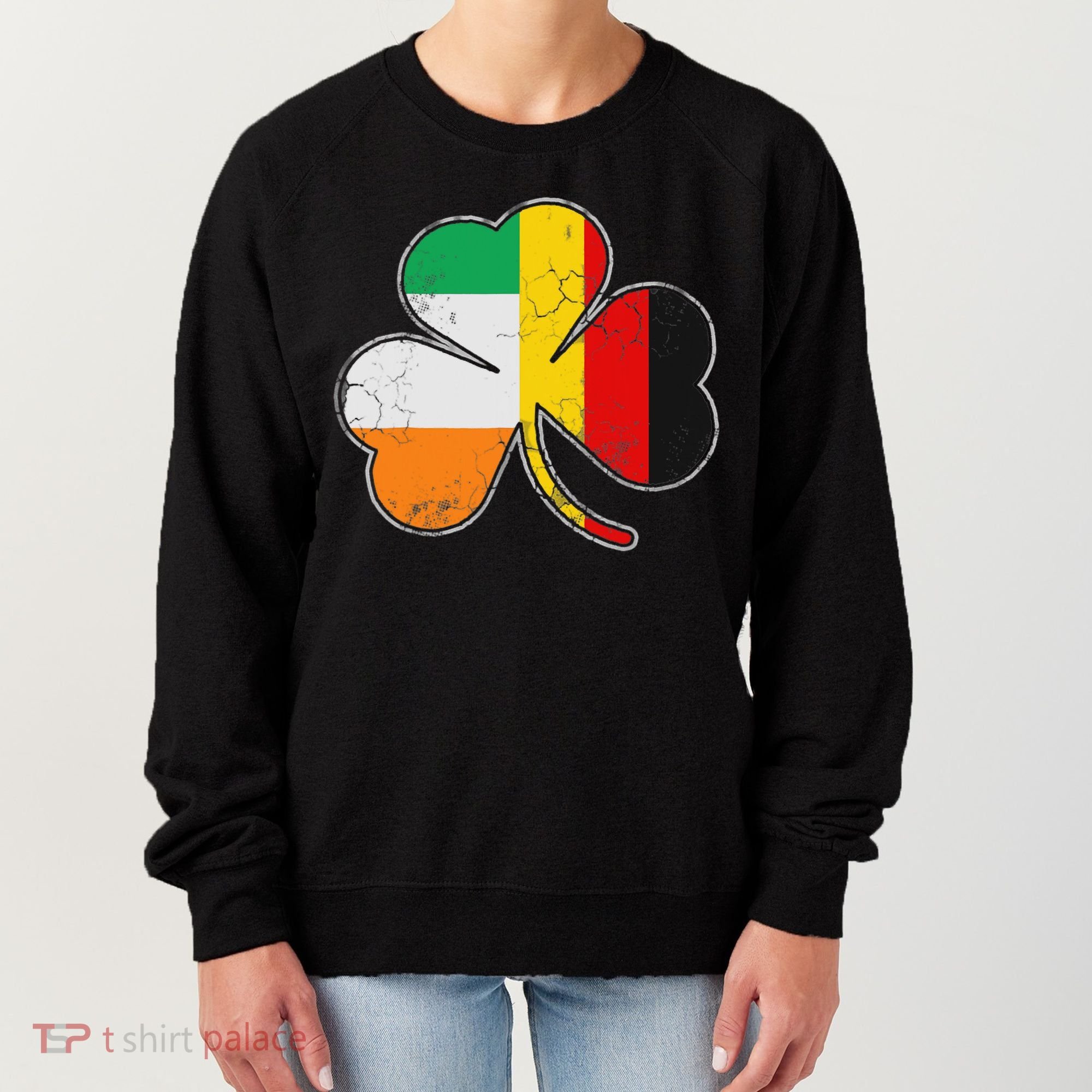 Irish German Flag Shamrock Funny St Patricks Day Gifts Women's Sweatshirt
