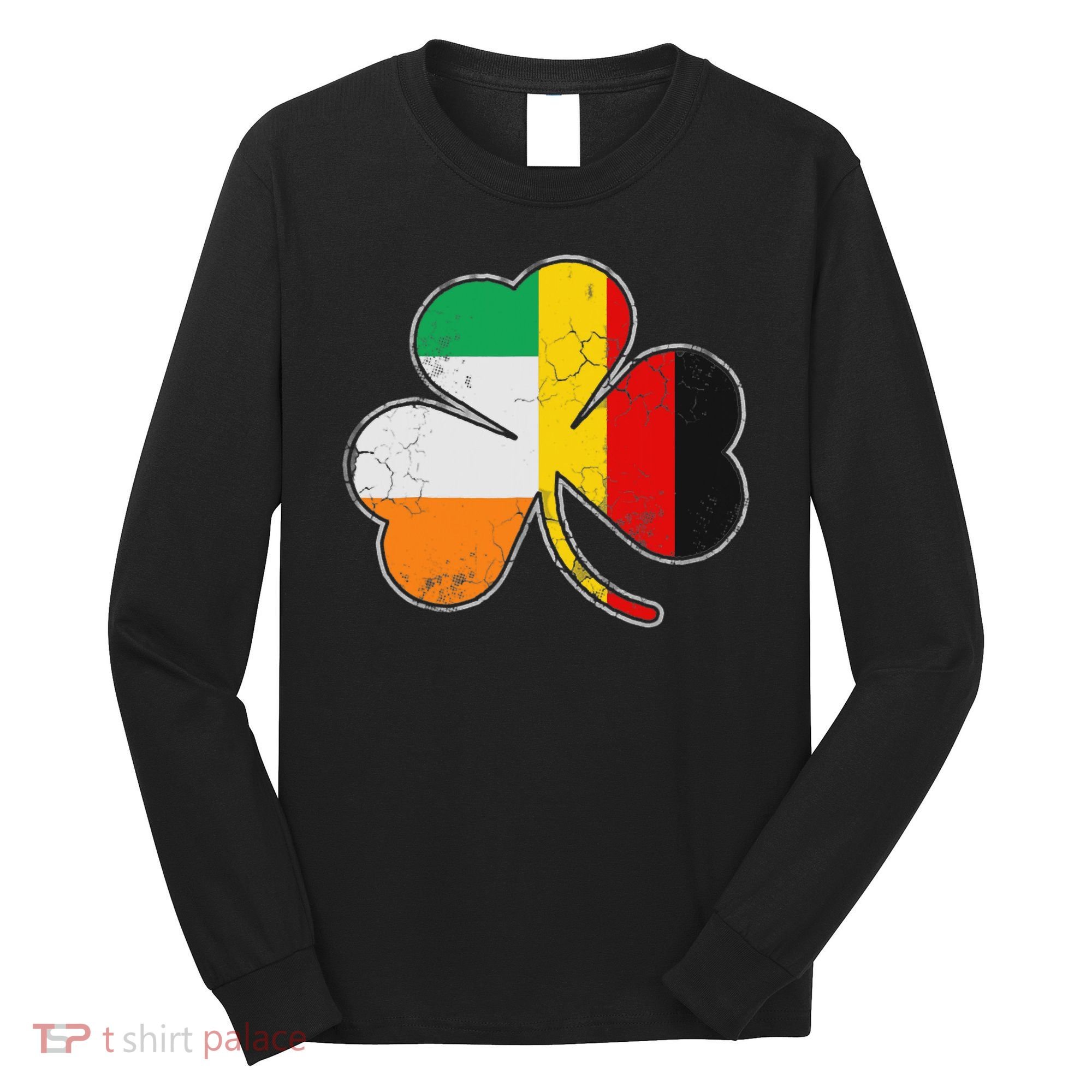 Irish German Flag Shamrock Funny St Patricks Day Gifts Long Sleeve Shirt