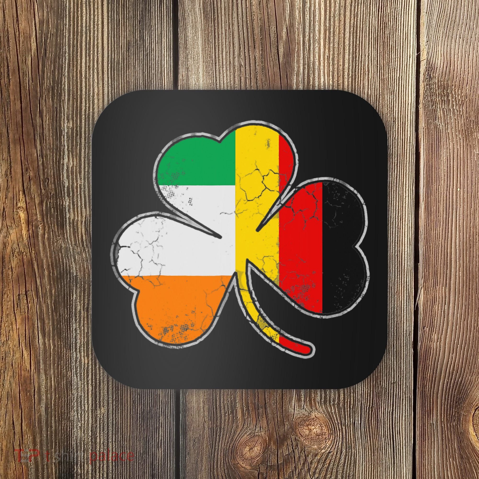 Irish German Flag Shamrock Funny St Patricks Day Gifts Coaster