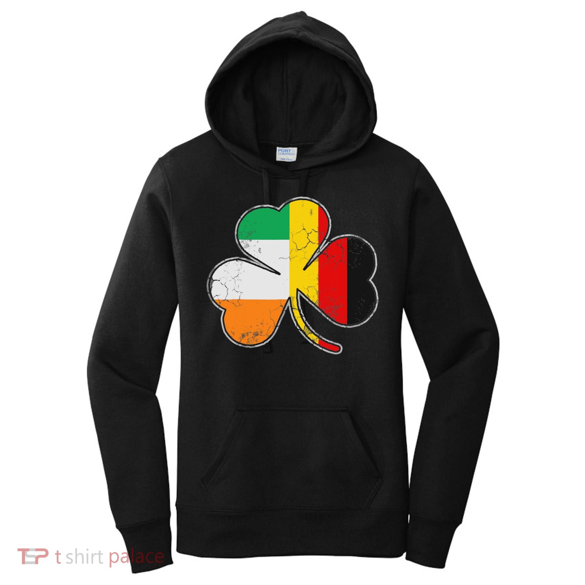 Irish German Flag Shamrock Funny St Patricks Day Gifts Women's Hoodie