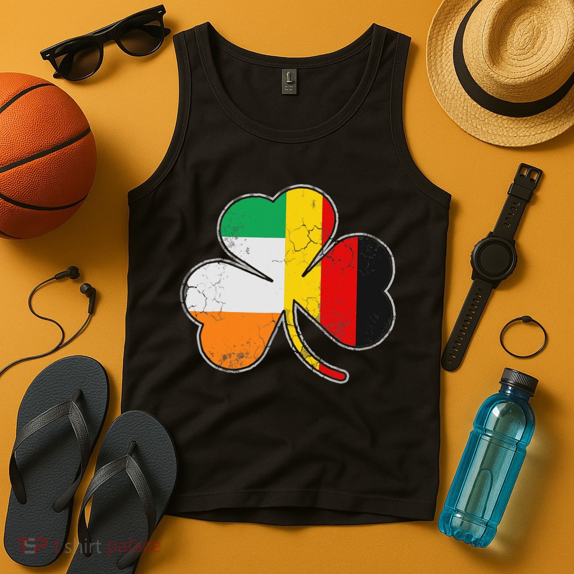 Irish German Flag Shamrock Funny St Patricks Day Gifts Tank Top