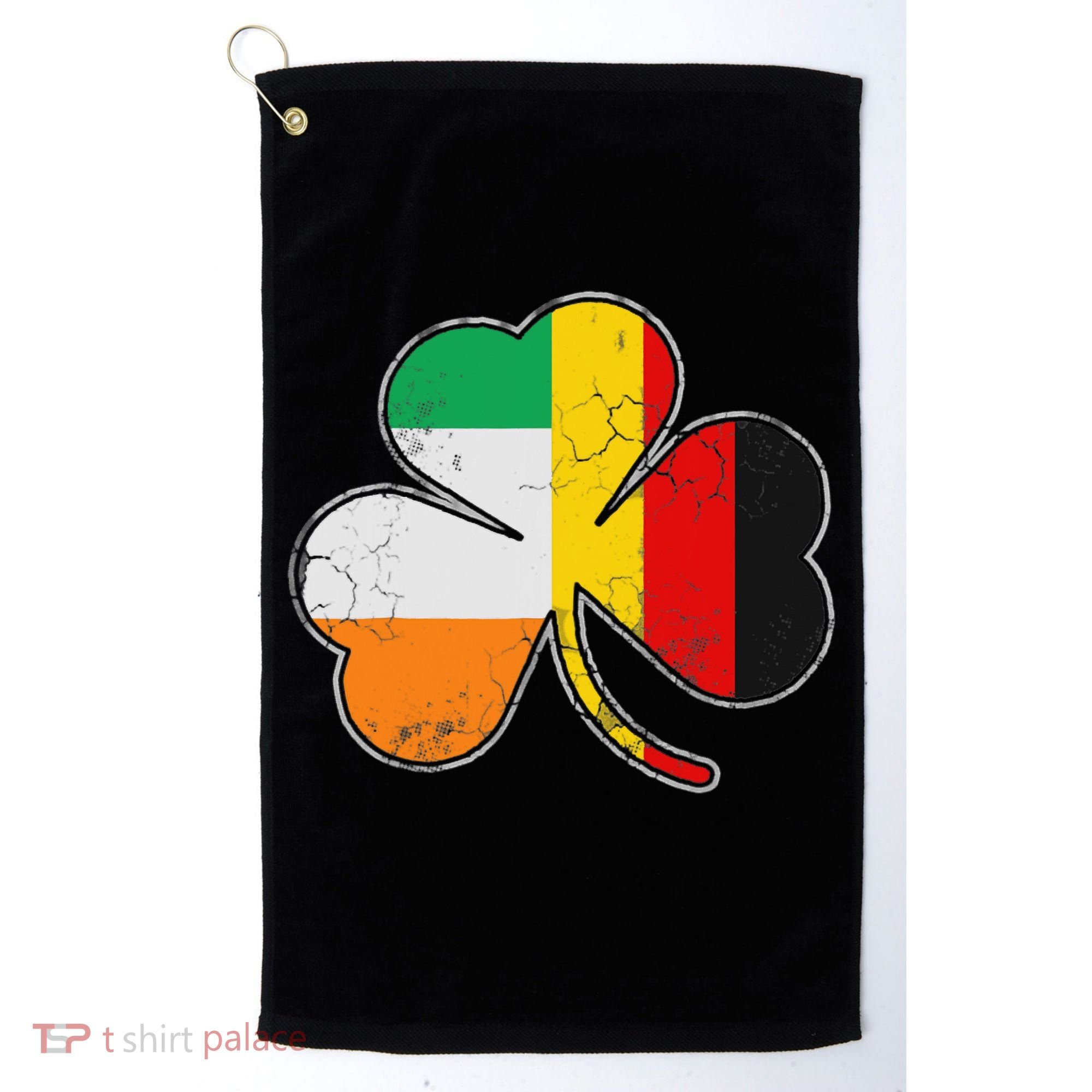 Irish German Flag Shamrock Funny St Patricks Day Gifts Golf Towel