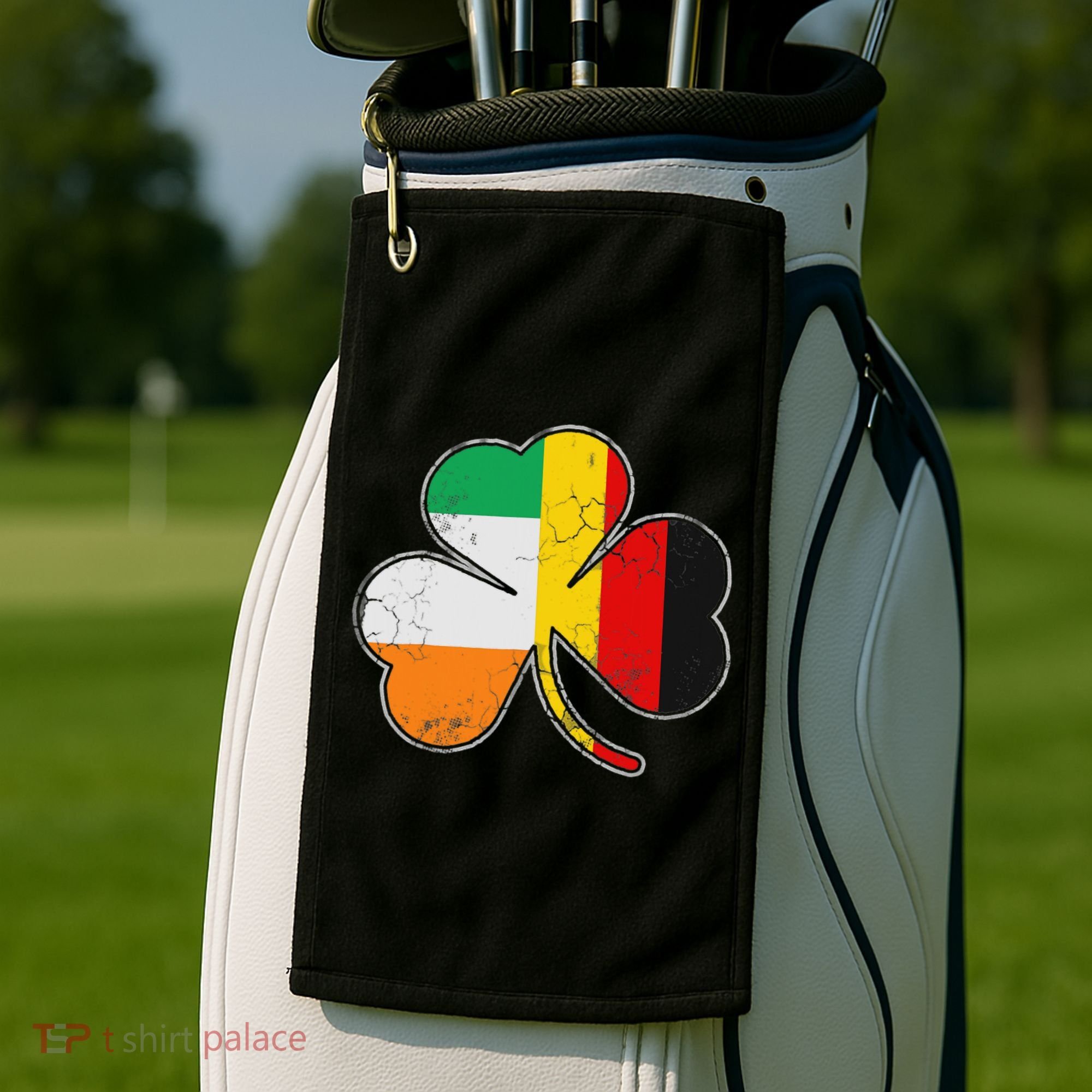 Irish German Flag Shamrock Funny St Patricks Day Gifts Golf Towel