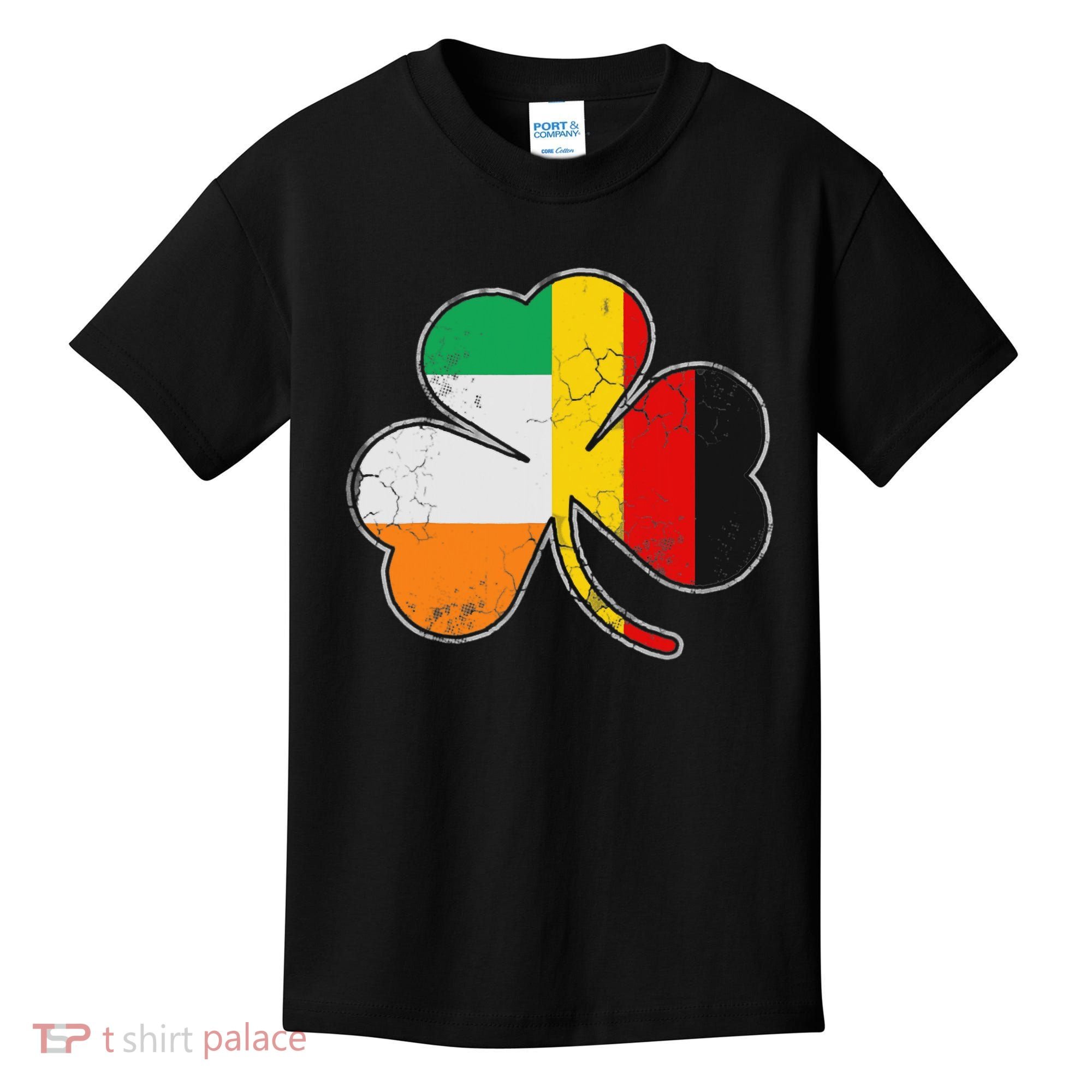 Irish German Flag Shamrock Funny St Patricks Day Gifts Kids T-Shirt