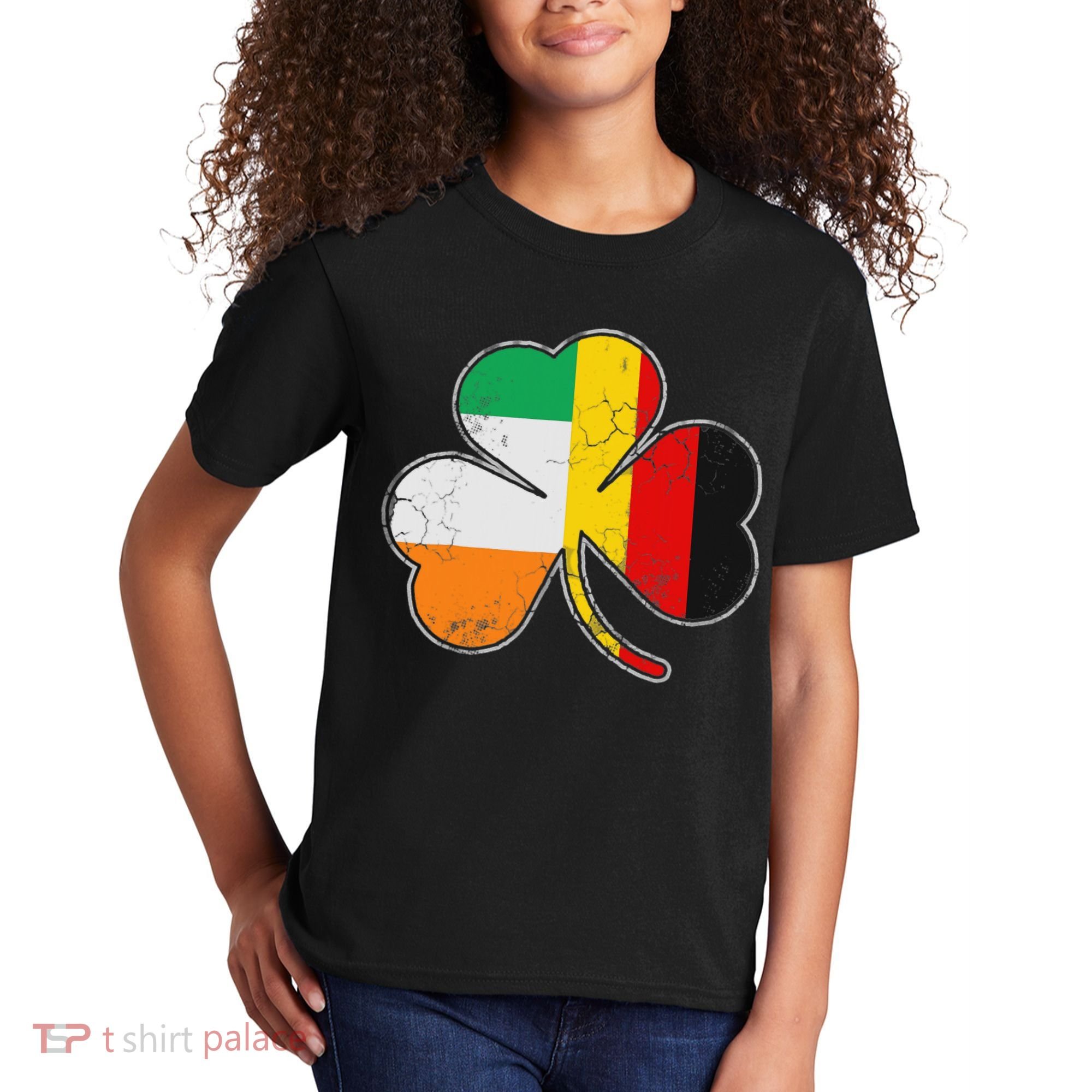 Irish German Flag Shamrock Funny St Patricks Day Gifts Kids T-Shirt