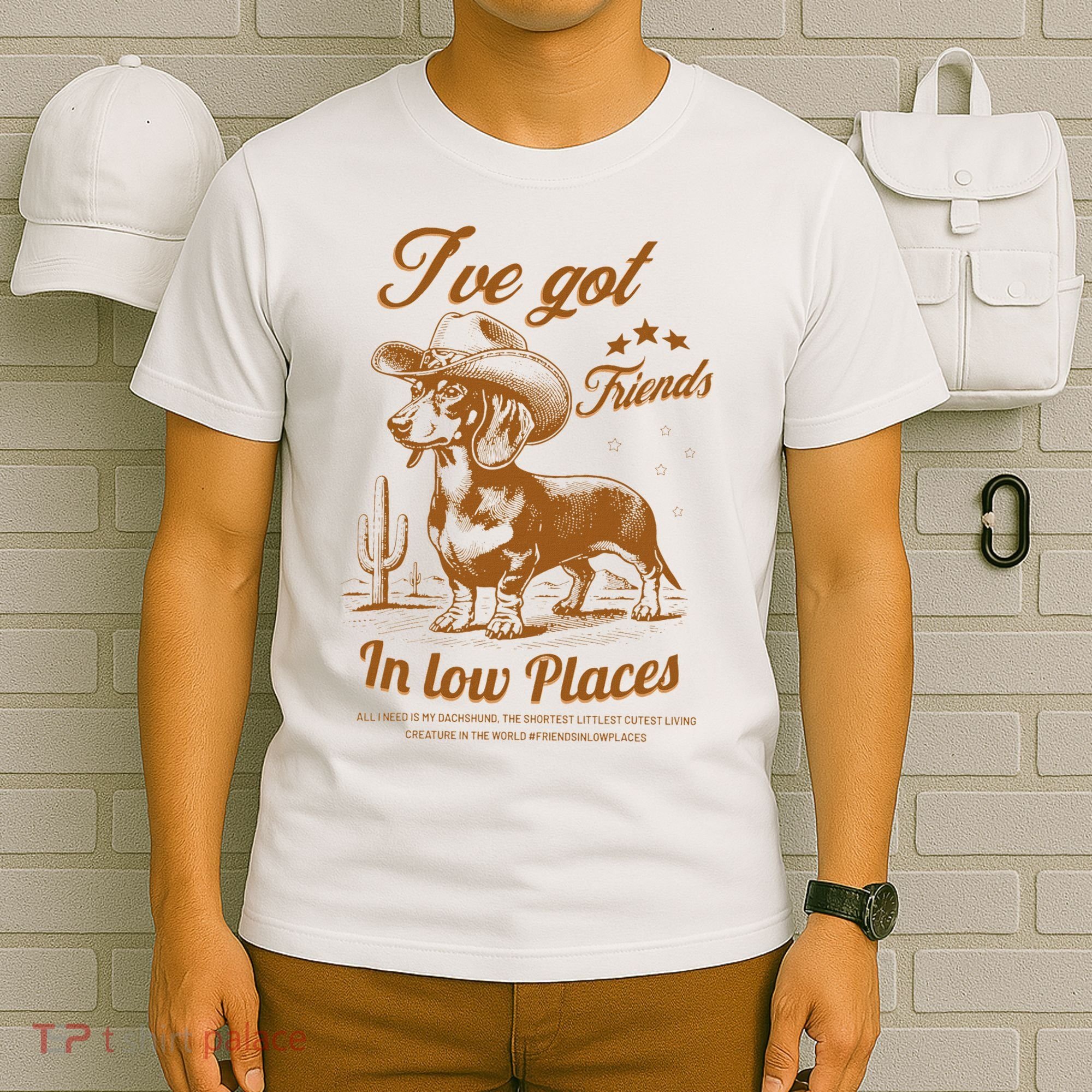 I've Got Friends In Low Places Dachshund Cowboy  T-Shirt