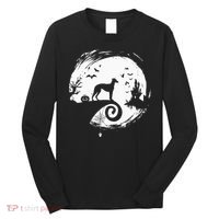 Italian Greyhound Halloween Costume Moon Silhouette Long Sleeve Shirt thumb 0
