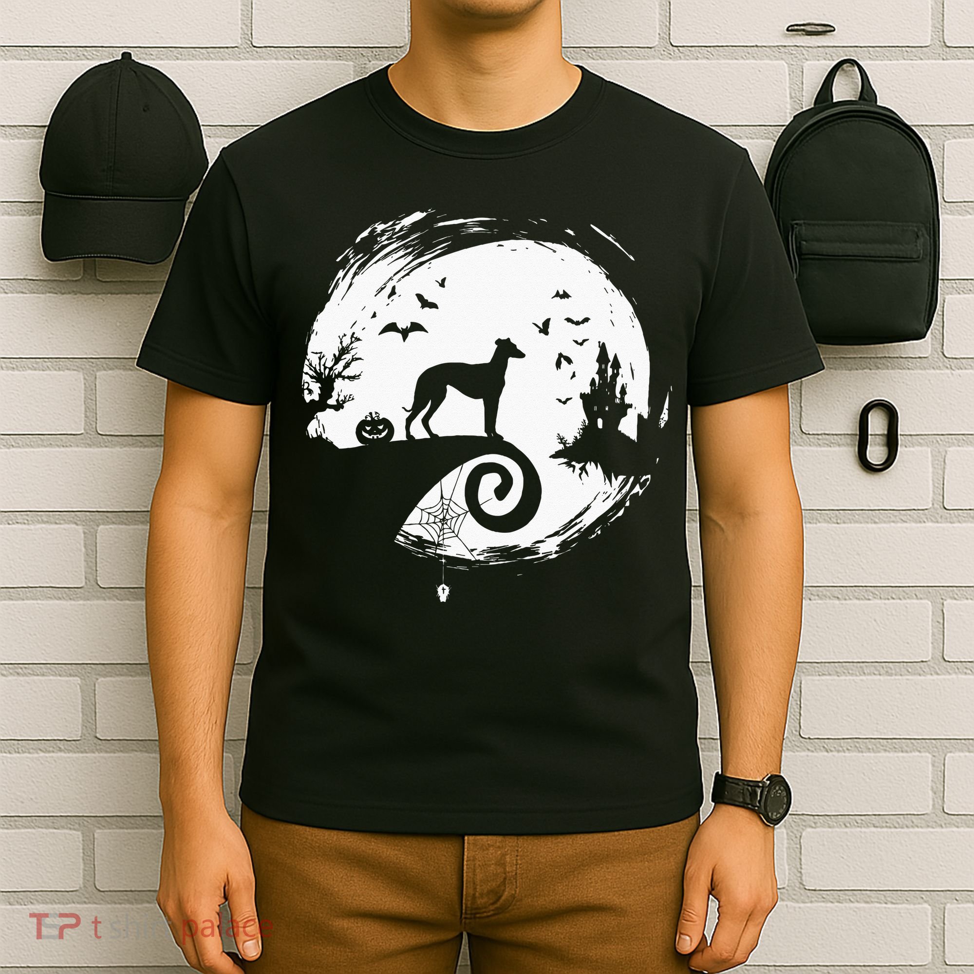 Italian Greyhound Halloween Costume Moon Silhouette T-Shirt
