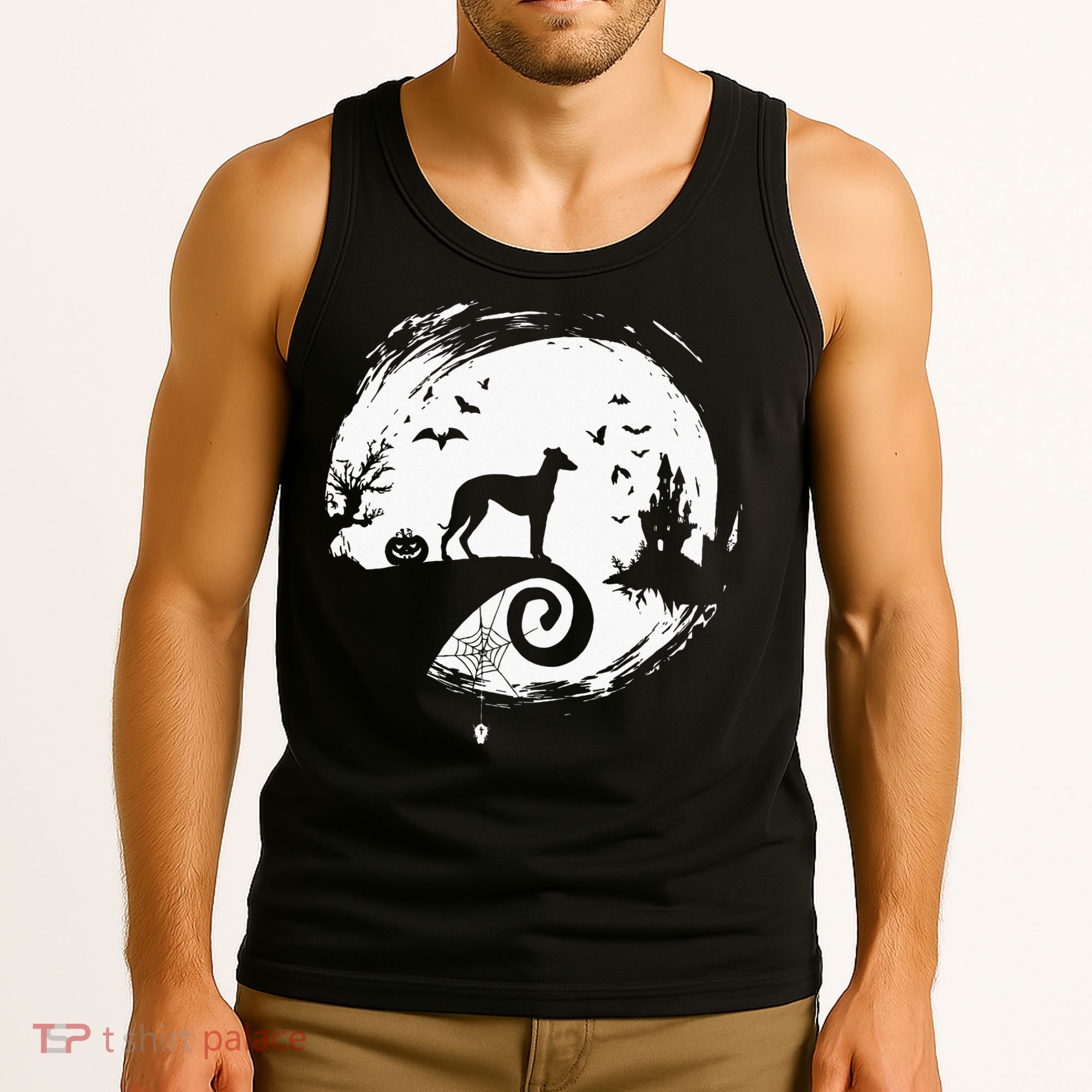 Italian Greyhound Halloween Costume Moon Silhouette Tank Top