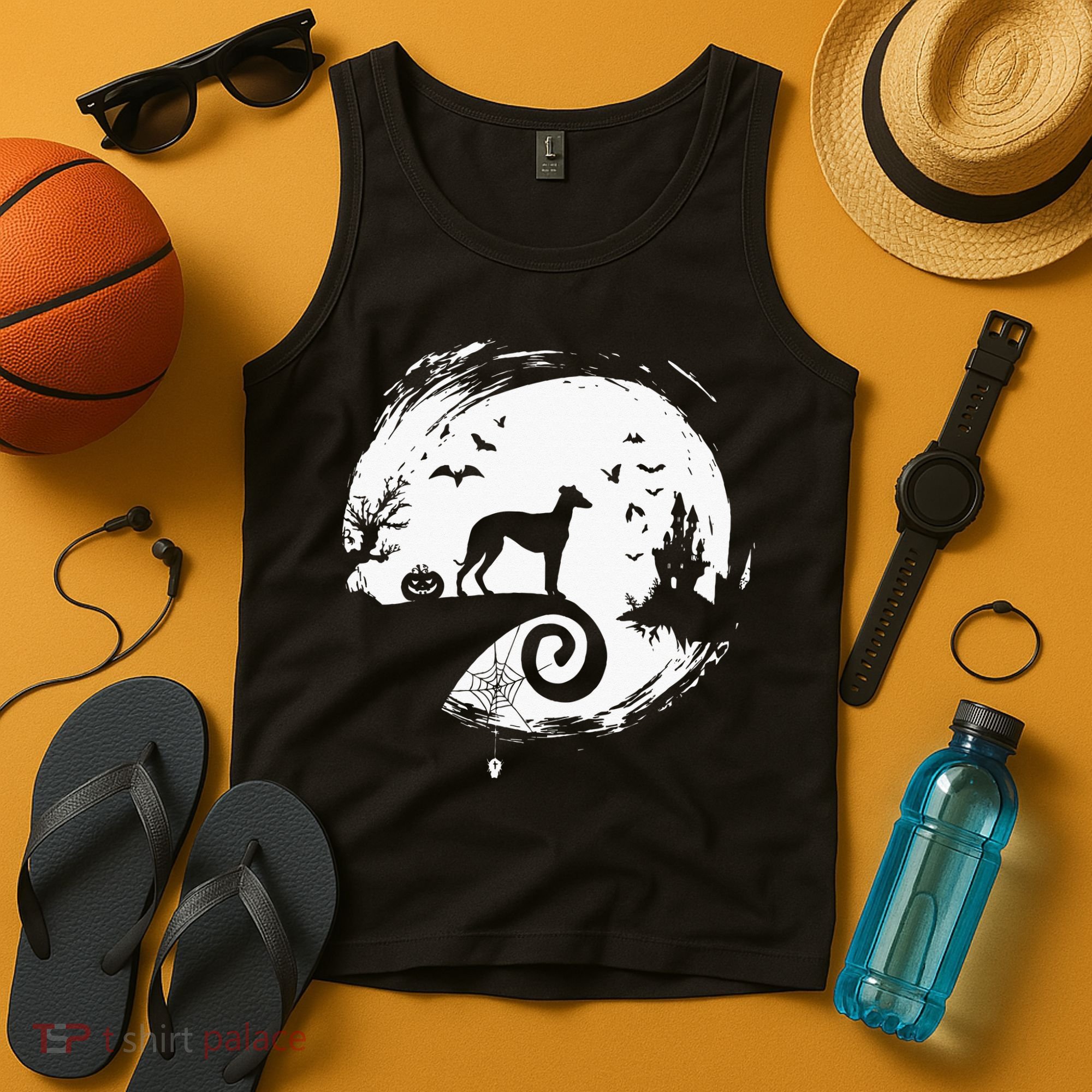 Italian Greyhound Halloween Costume Moon Silhouette Tank Top