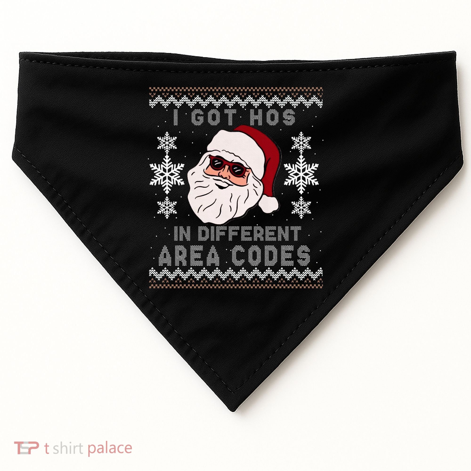 I Got Hos In Different Area Codes Funny Christmas Sweater USA-Made Doggie Bandana