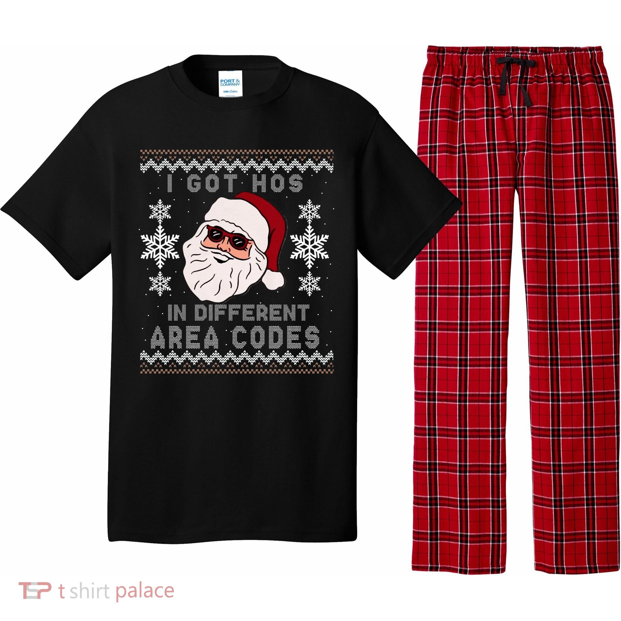 I Got Hos In Different Area Codes Funny Christmas Sweater Pajama Set