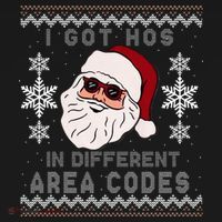 I Got Hos In Different Area Codes Funny Christmas Sweater Polo thumb 3