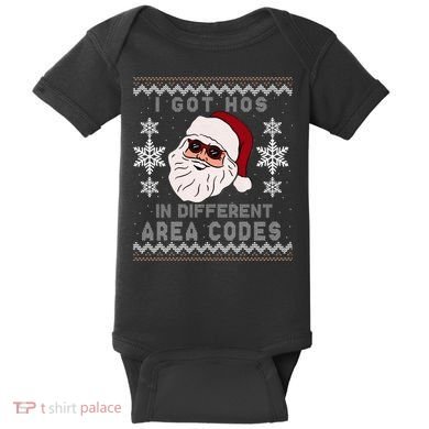 I Got Hos In Different Area Codes Funny Christmas Sweater Baby Bodysuit