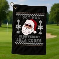 I Got Hos In Different Area Codes Funny Christmas Sweater Golf Towel thumb 1