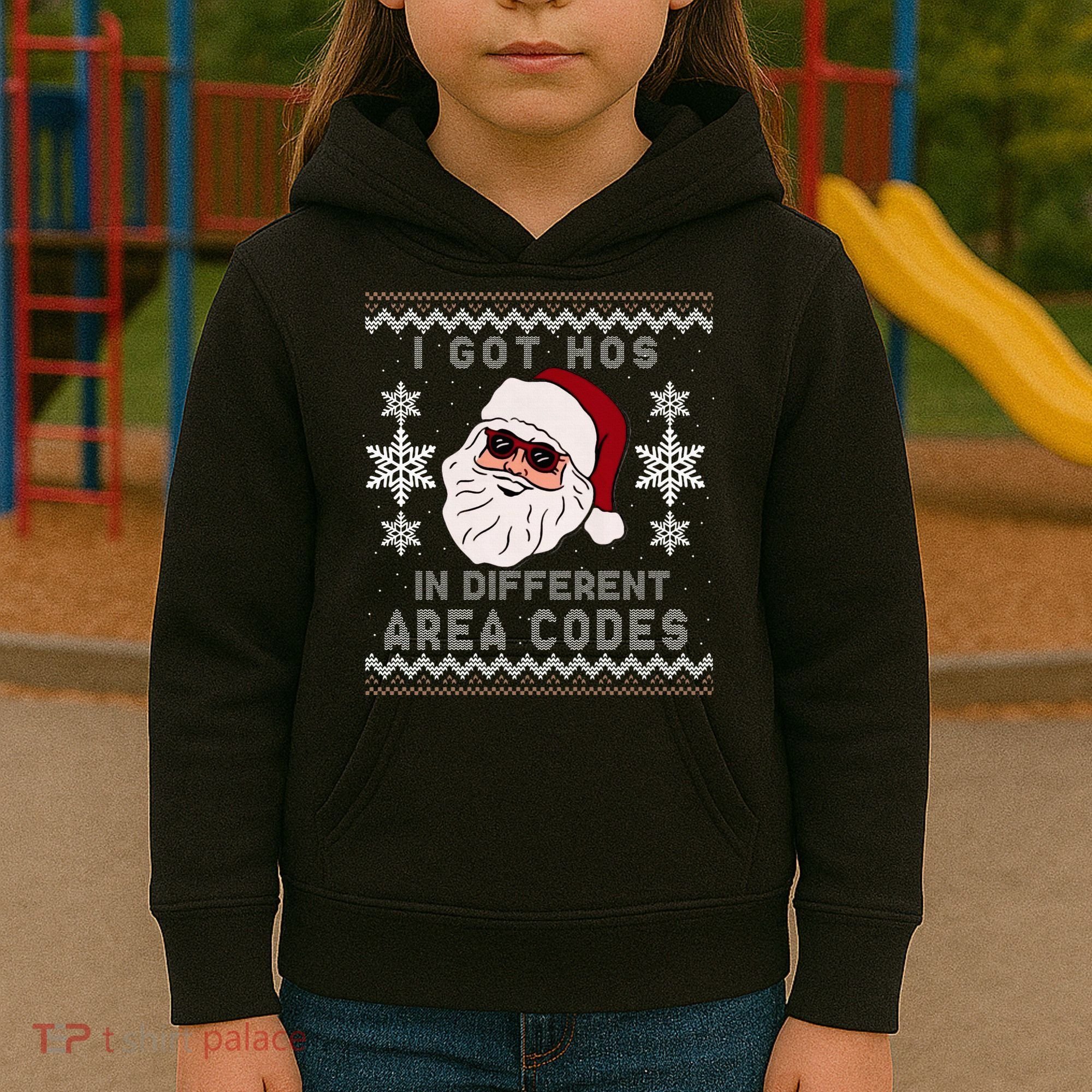 I Got Hos In Different Area Codes Funny Christmas Sweater Kids Hoodie