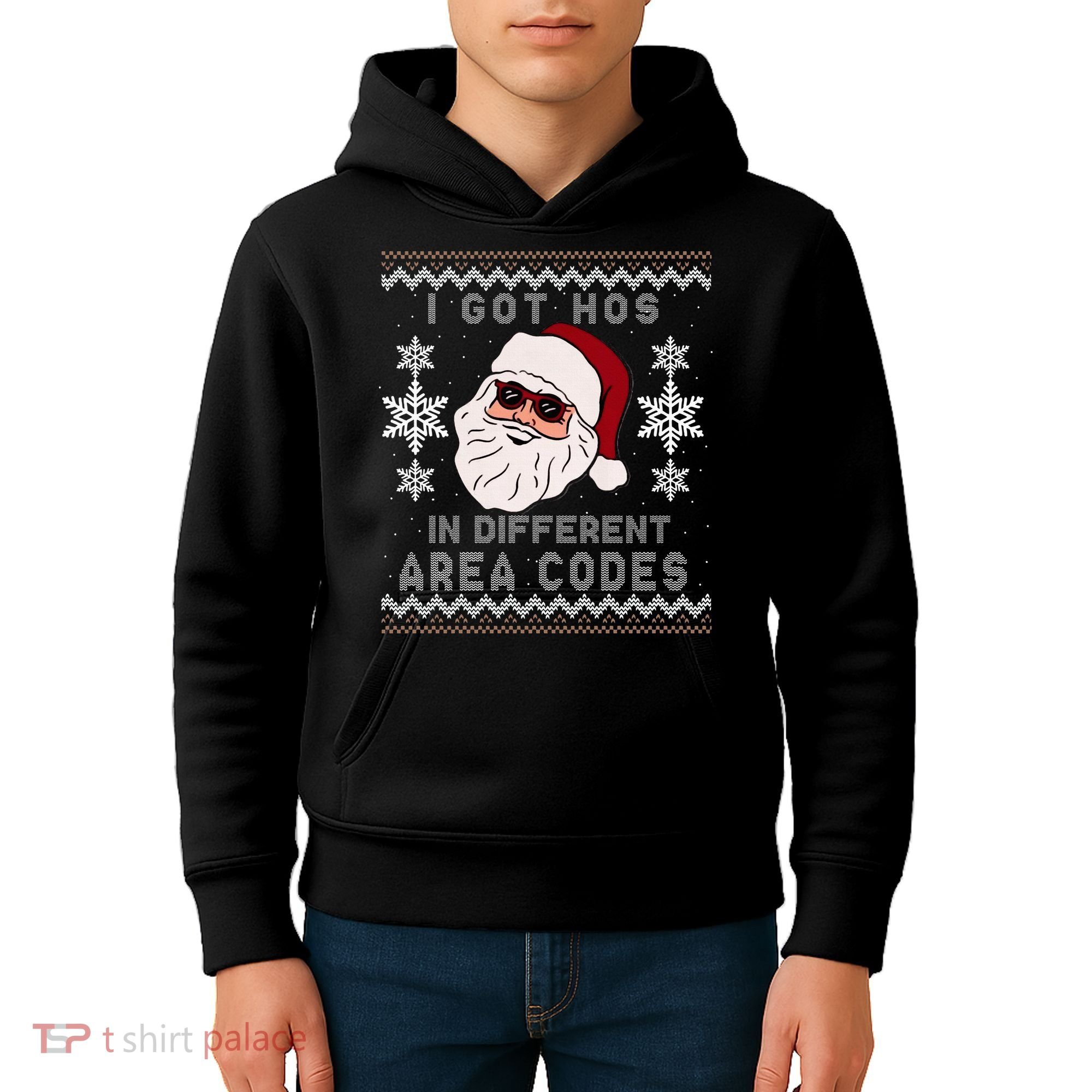 I Got Hos In Different Area Codes Funny Christmas Sweater Kids Hoodie