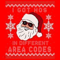 I Got Hos In Different Area Codes Funny Christmas Sweater Santa Hat thumb 1