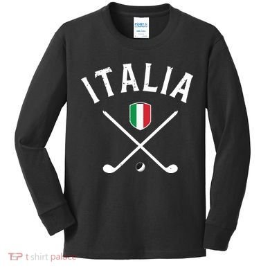 Italy Golf Italian Flag Golf Tee Kids Long Sleeve Shirt