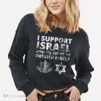 Idf Grunge I Support Israel And Its Right To Defend Itself Cropped Pullover Crew thumb 2