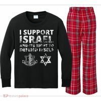 Idf Grunge I Support Israel And Its Right To Defend Itself Kids Long Sleeve Plaid Pajama Set thumb 0