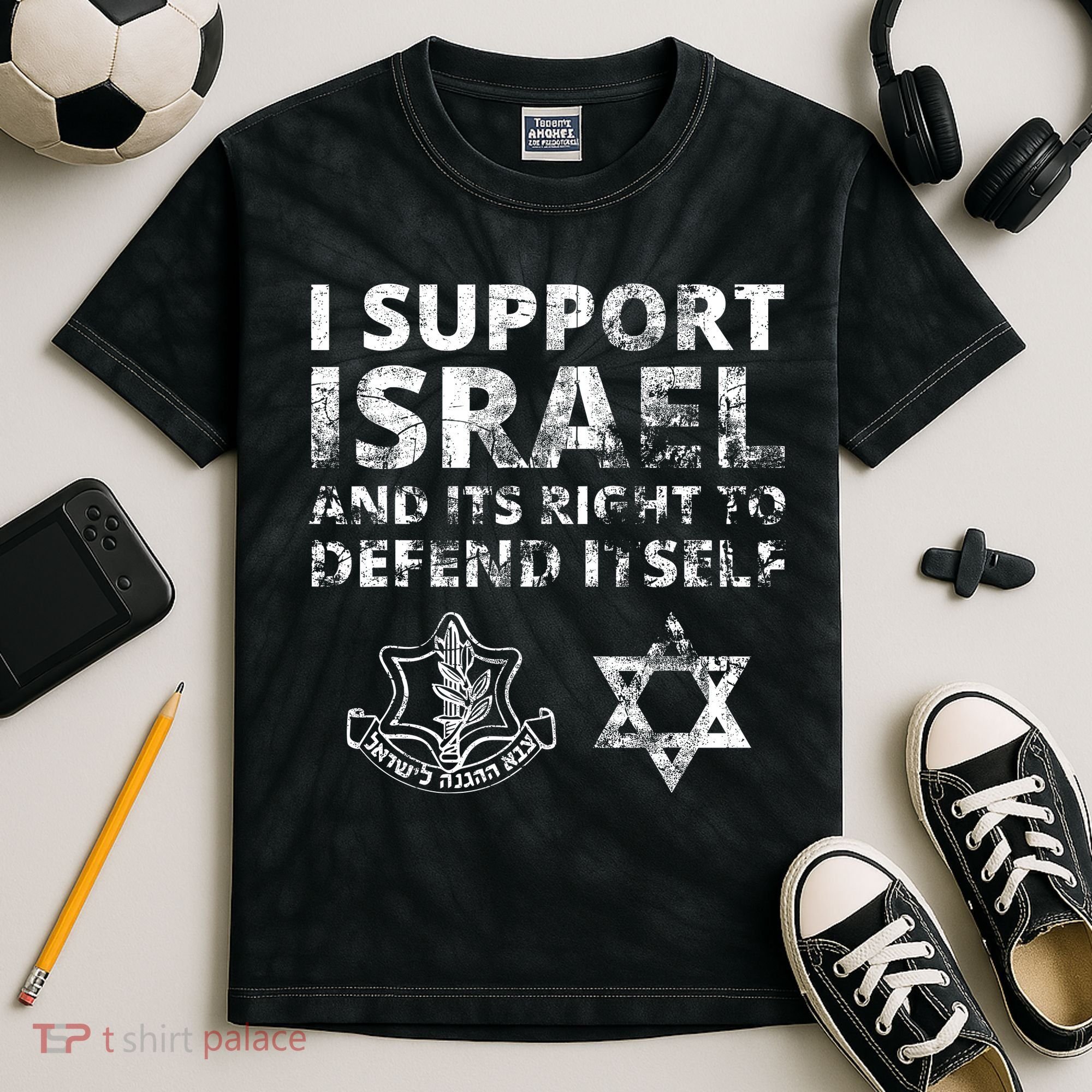 Idf Grunge I Support Israel And Its Right To Defend Itself Kids Tie-Dye T-Shirt