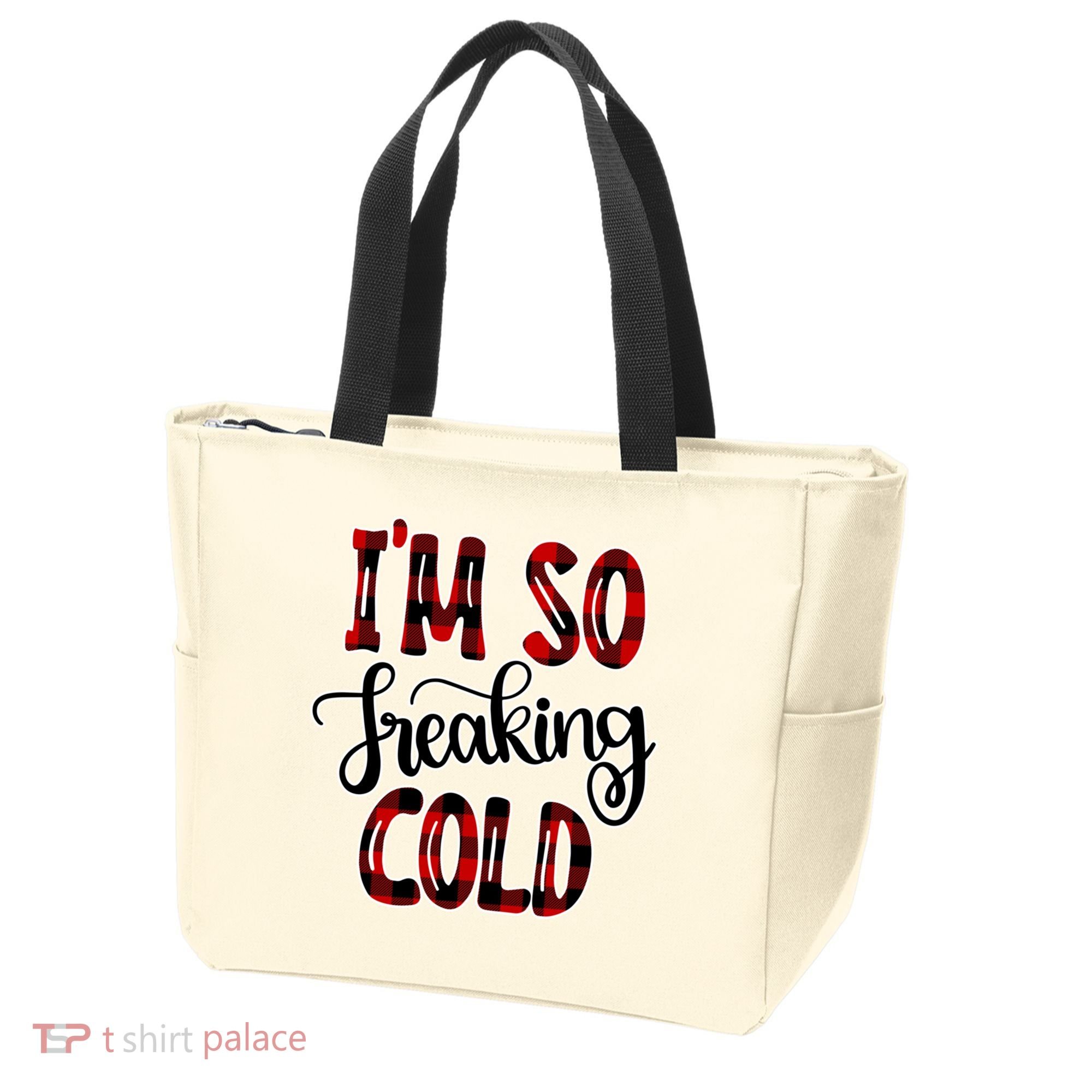 I'mfunny Giftogiftfreakinggiftcold I'm Literally Freezing Red Plaid Xmas Funny G Tote Bag