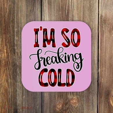 I'mfunny Giftogiftfreakinggiftcold I'm Literally Freezing Red Plaid Xmas Funny G Coaster