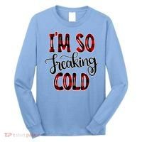 I'mfunny Giftogiftfreakinggiftcold I'm Literally Freezing Red Plaid Xmas Funny G Long Sleeve Shirt thumb 0
