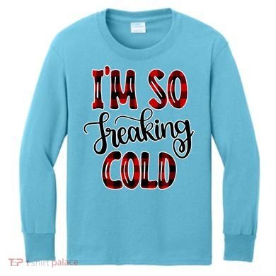 I'mfunny Giftogiftfreakinggiftcold I'm Literally Freezing Red Plaid Xmas Funny G Kids Long Sleeve Shirt
