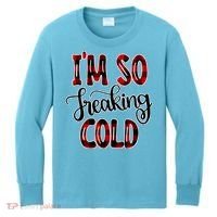 I'mfunny Giftogiftfreakinggiftcold I'm Literally Freezing Red Plaid Xmas Funny G Kids Long Sleeve Shirt thumb 0