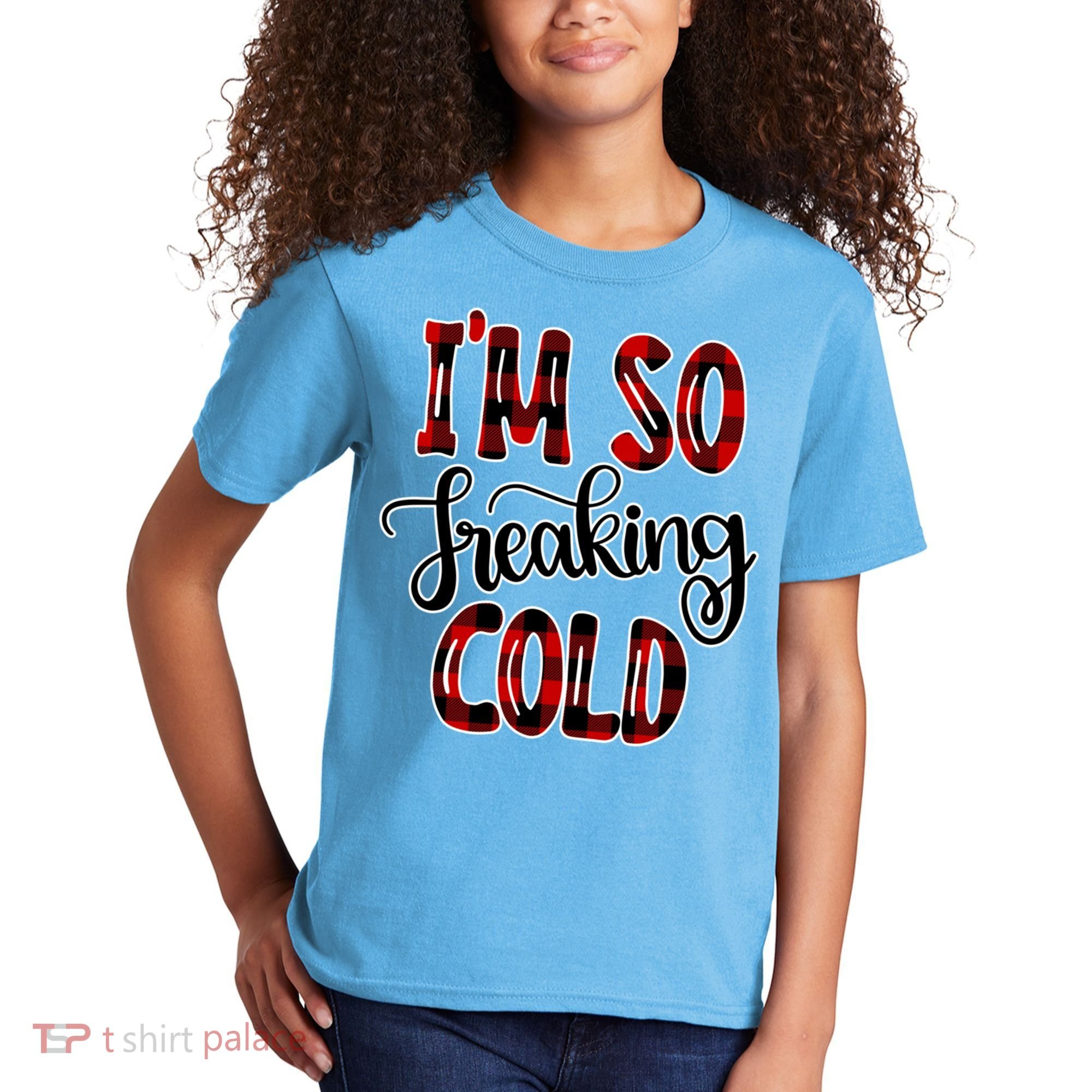 I'mfunny Giftogiftfreakinggiftcold I'm Literally Freezing Red Plaid Xmas Funny G Kids T-Shirt